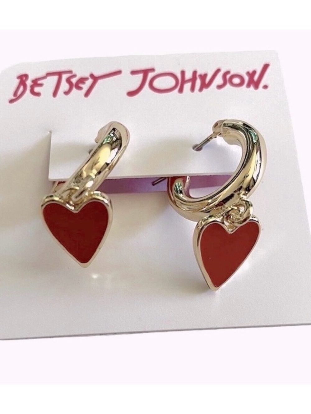 NWT Betsey Johnson Red Heart Earrings